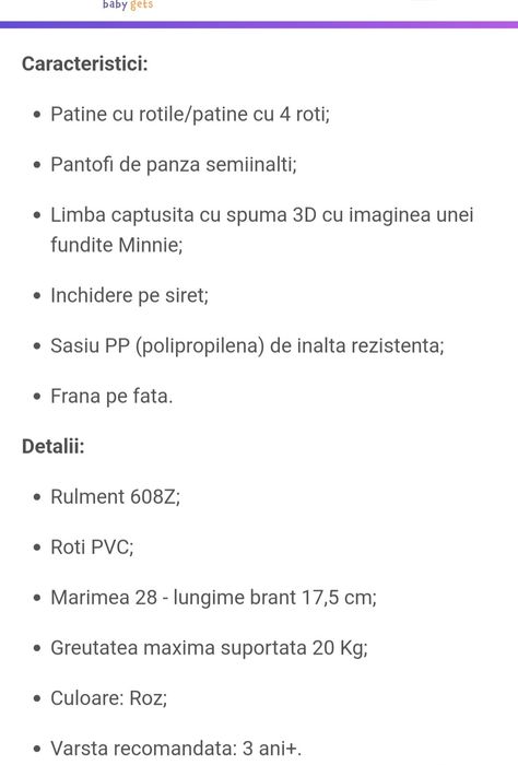 Patine cu rotile Minnie NOI numarul 28 + casca Minnie bonus