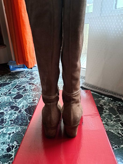 Луксозни ботуши Vera Pelle Italy естествен велур