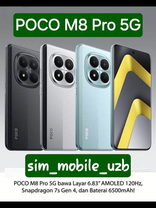 POCO M8 Pro 5G  2026 New Super Skidka+Garantiya+Dastavka