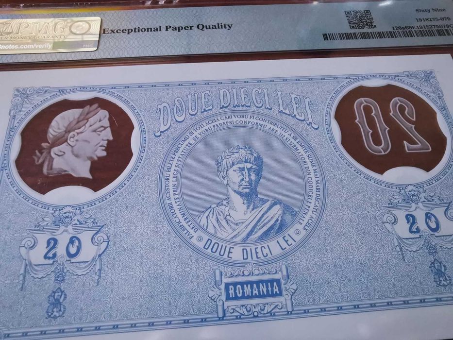 Bancnota replică după prima bancnotă de 20 lei BNR