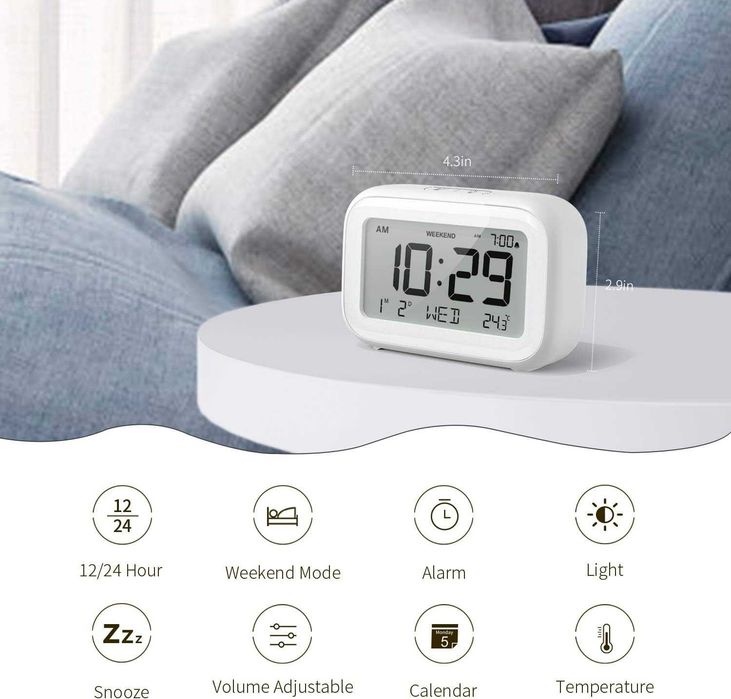 Ceas digital cu termometru design modern display LCD