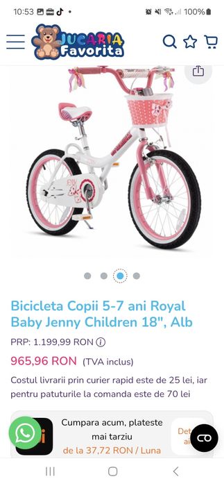 Bicicleta copii 18inch ca nouă