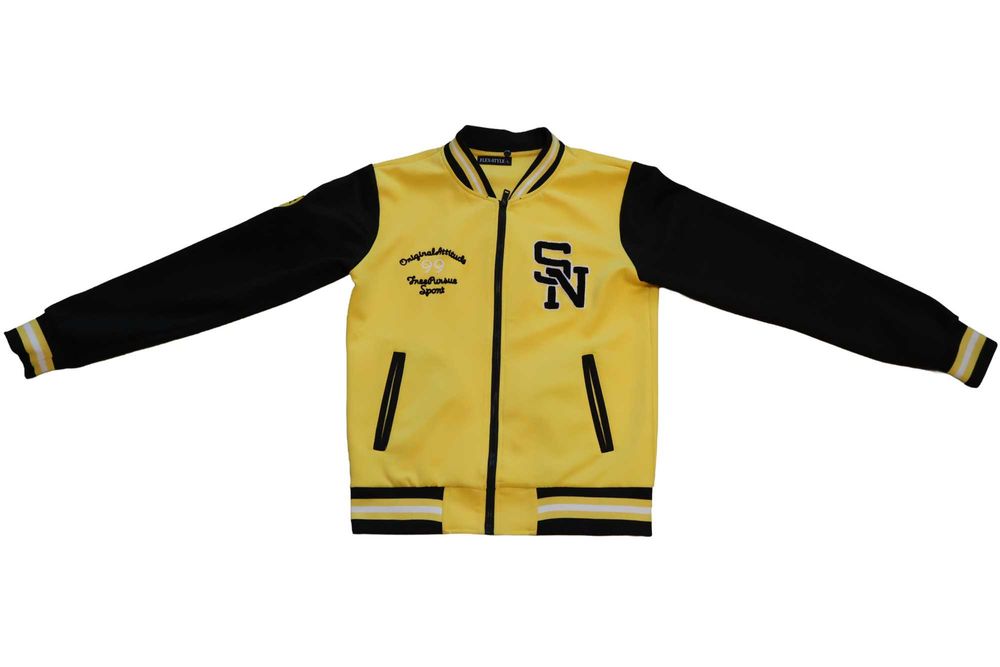 Жълто-черен Varsity (колежански) суичър с цип