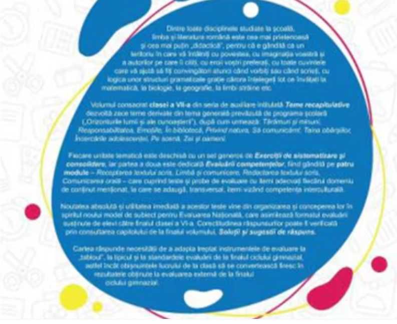 Limba Si Literatura Romana. Teme recapitulative. Clasa A VII-A