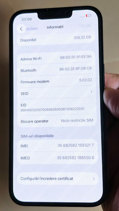 IPhone 13 5G Midnight 128 GB impecabil, baterie 100 % + cadou !