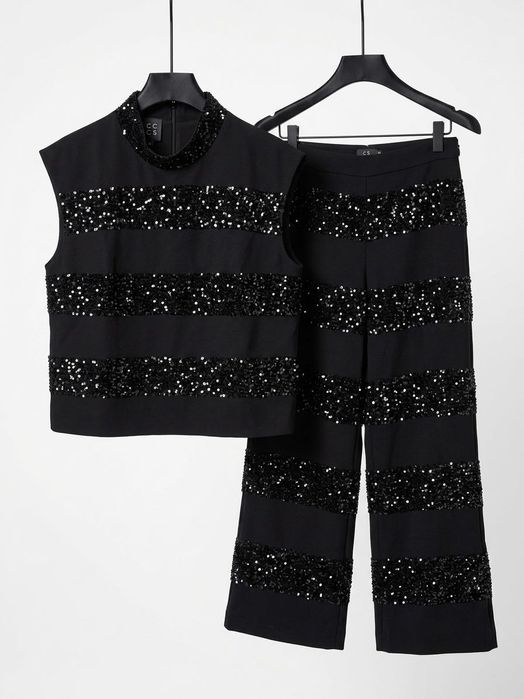 Елегантен черен комплект от две части Access Fashion