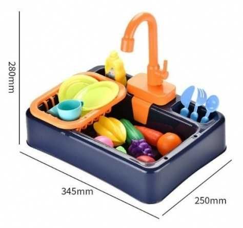 ГОЛЯМА мивка с ТЕЧАЩА вода 34см чешма 40см аксесоари кухненски прибори