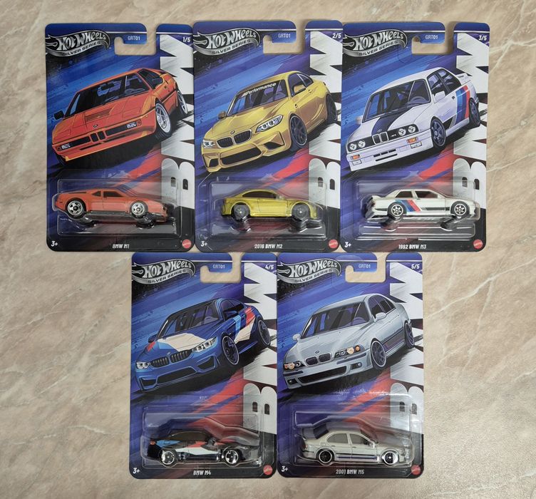 Hot Wheels Silver Series BMW (1-5) – M1, M2, M3, M4, M5
