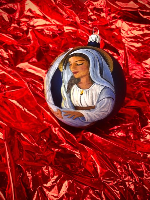 Glob de sticlă pictat manual- Nașterea Domnului