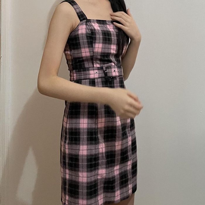 Къса карирана рокля с колан H&M - S