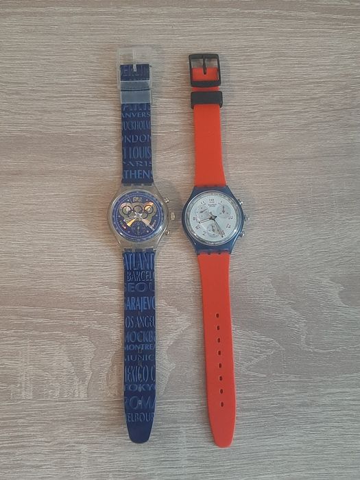 Ceas Swatch Chrono IOC SCZ100 (1894-1994) – Ediție Centenar Olimpic/Ceas Vintage Swatch Chrono SCN103 „JFK” (1991/1992) – De Colecție