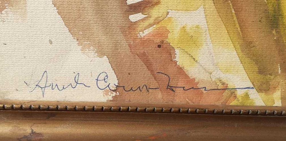 Tablou vechi - portret de iarna - semnat indescifrabil