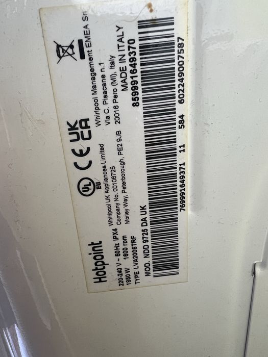 Masina de spalat cu uscator Hotpoint-pentru piese-cuva sparta