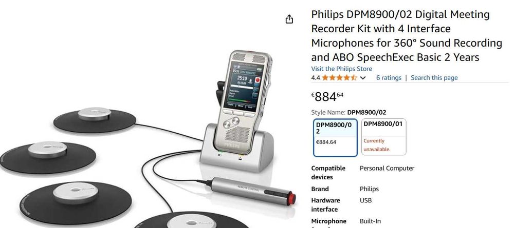 Reportofon profesional complet (inregistrare audio) - Philips DPM8900