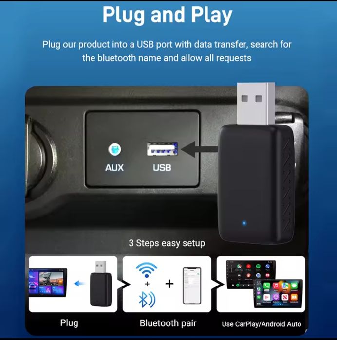 Безжичен Car play/ Android Auto - Чисто Нов
