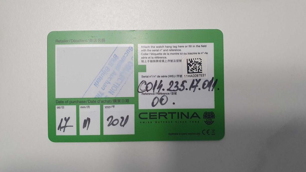 Ceas dama Certina DS First Lady Ceramic in cutie originala