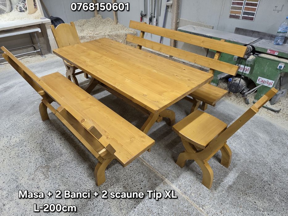 Masa cu scaune si banci / mobilier rustic scaune si banci. MESE TERASA