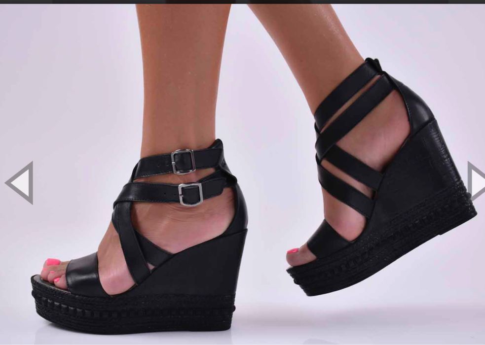 Дамски сандали на платформа от естествена кожа-ортопедична стелка