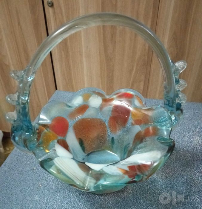 Конфетница СССР цветное стекло