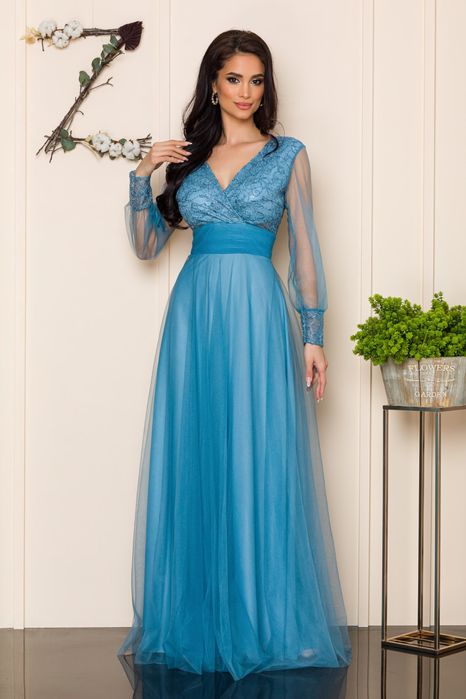 Rochie de nuntă / de nașă cu mânecă lungă