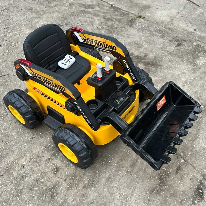 Excavator cu incarcator frontal electric NEW Holland 4x 75W 12V Yellow