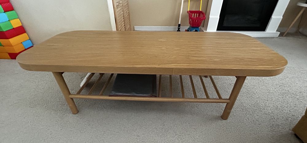 Măsuță Cafea IKEA LISTERBY din Stejar, 140x60 cm, cu Poliță Depozitare