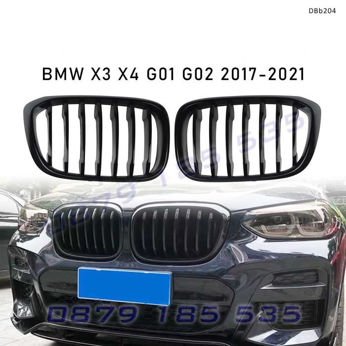Единични бъбреци / предна тунинг решетка за BMW X3 G01 2017-2021, черни – DBb204 предни решетки бмв х3 г01