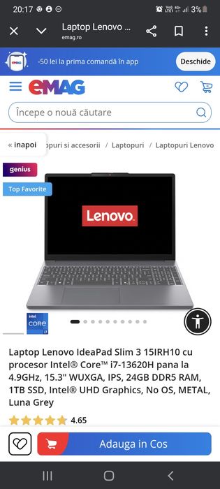 Lenovo IdeaPad Slim 3 aproape nou