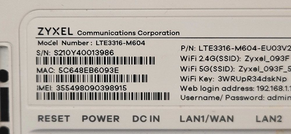 ZYXEL 4G Router LTE3316-M604 liber