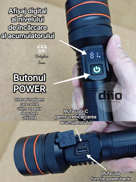 Lanterna M80 TURBO -MEMORY DIGITAL- led M80 LASER pt.distanta < 1,5km