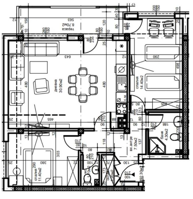Продава се Тристаен апартамент в Пловдив, Южен - 104 кв.м за 900 €/кв.м - Снимка #1