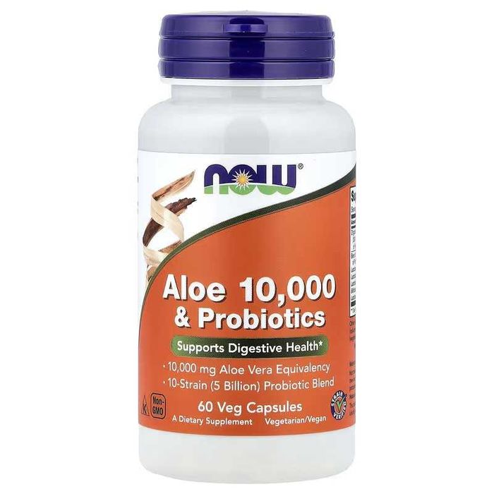 NOW Foods Aloe 10,000 & Probiotics алоэ 10 000 с пробиотиками