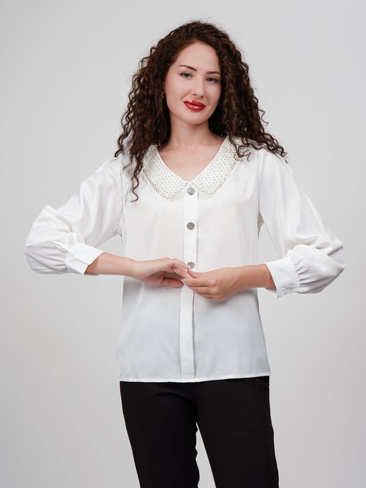 Белая блузка на учебу и в офис, размер стандарт, школьная форма