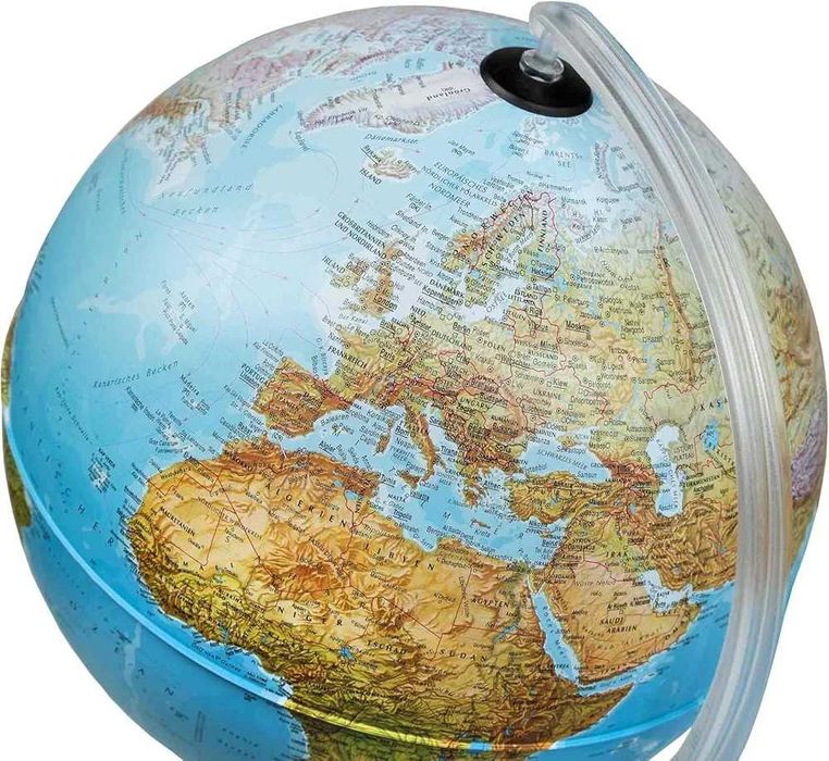 Glob pământesc mare 30cm iluminat, în limba germană pentru copii