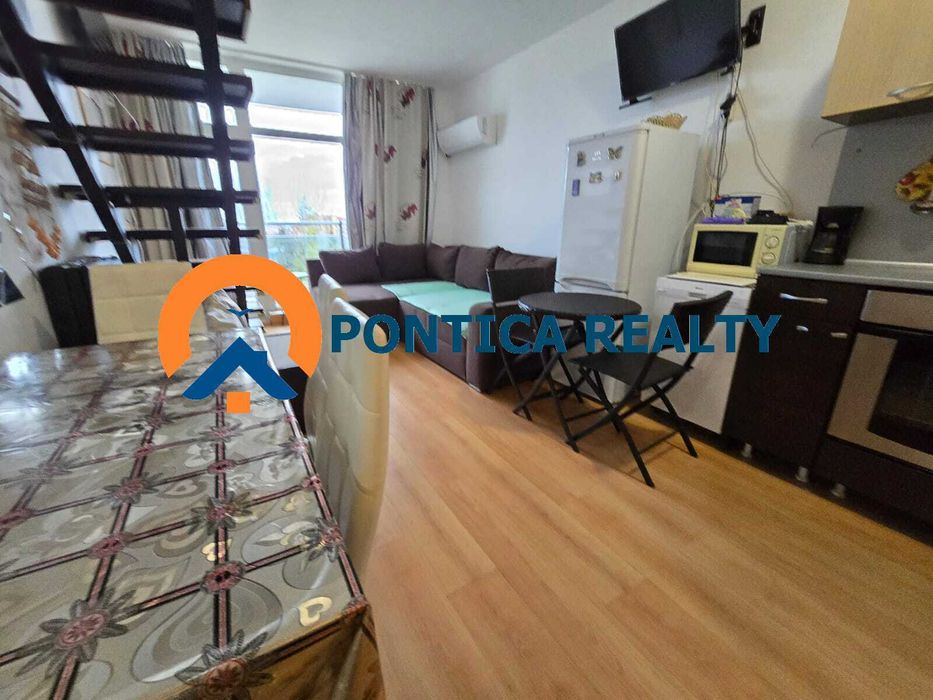 Мезонет с една спалня в комплекс с ниска такса в Слънчев Бряг