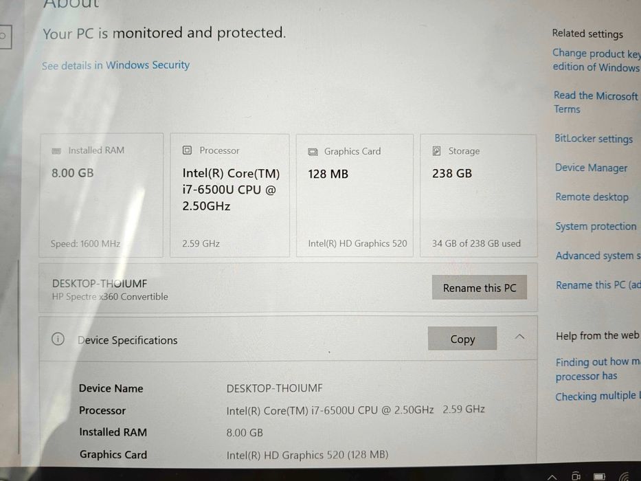 Laptop HP Spectre x360 Convertible, model 2016