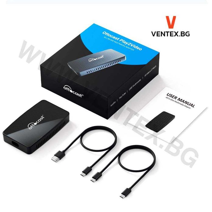 Ottocast Play2Video Pro безжичен CarPlay, Android Auto адаптер за кола