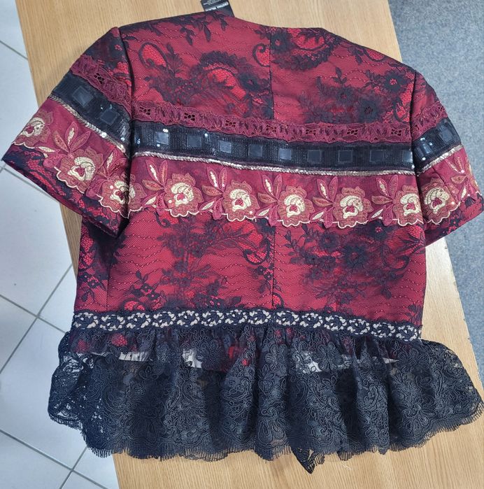 Sacou scurt elegant Cristina Nichita roșu-negru