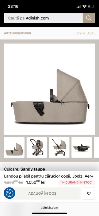 Landou pentru caruciorul Joolz Aer plus, culoare Sandy Taupe