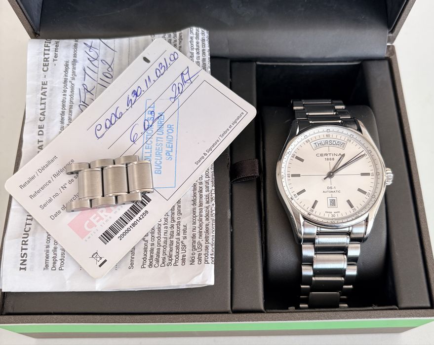 Certina DS1 Automatic/Cutie completa/Acte/Tissot/Edox/Mido/Doxa/