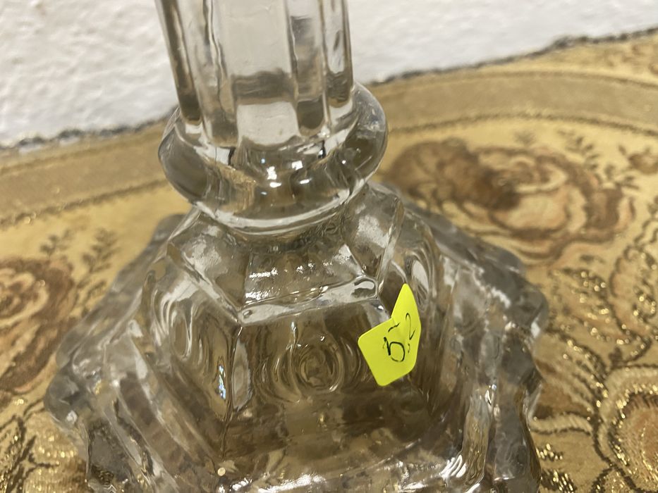 Настолна стъклена лампа със стъклен абажур Чехословакия 1930 1950