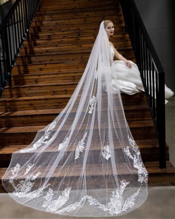 Voal mireasa cu perle si model