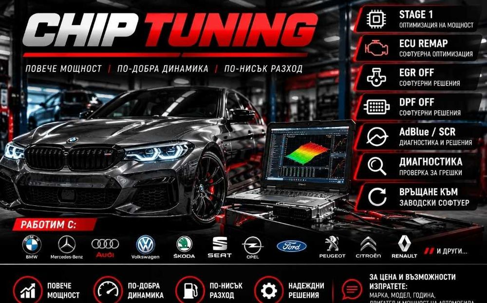 Чип тунинг Враца | Stage 1 | EGR / DPF / AdBlue | Диагностика