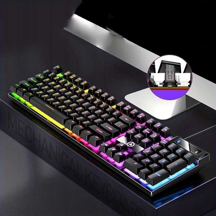 Tastatura gaming iluminata LED RGB silentioasa cu bloc numeric USB