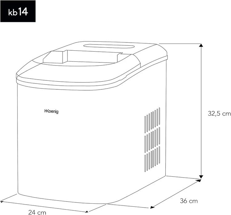 Ледогенератор  H.Koenig, KB14, 12 кг/24ч, 120W неръждаема стомана.