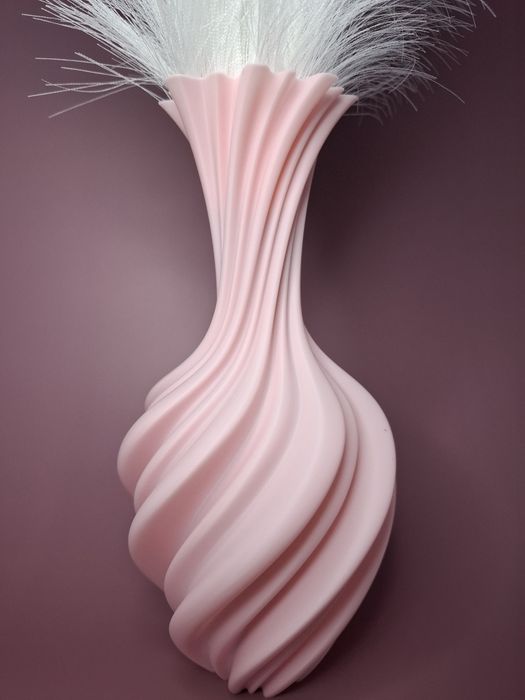 Vază decorativă modernă – design spirală – culoare roz pal