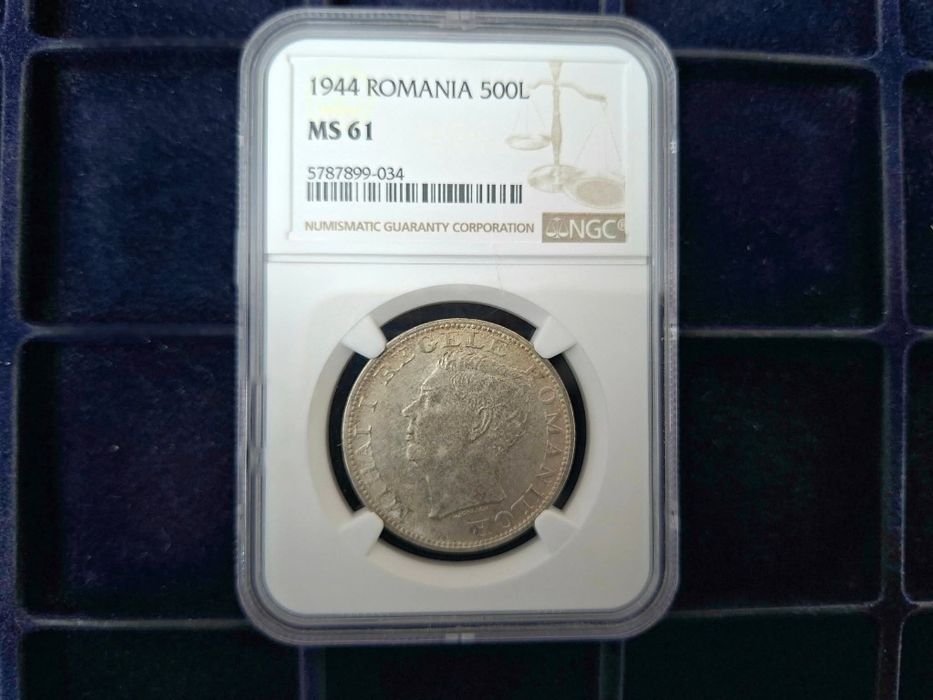 Moneda argint România 1944 500L