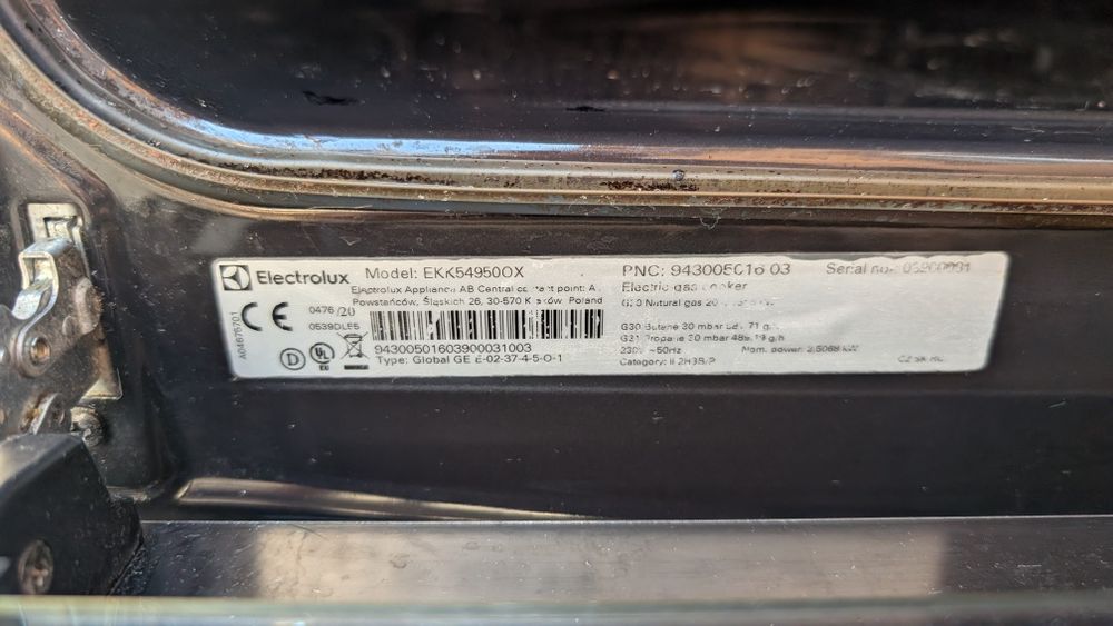 Aragaz Electrolux plită gaz cuptor electric cu ventilatie