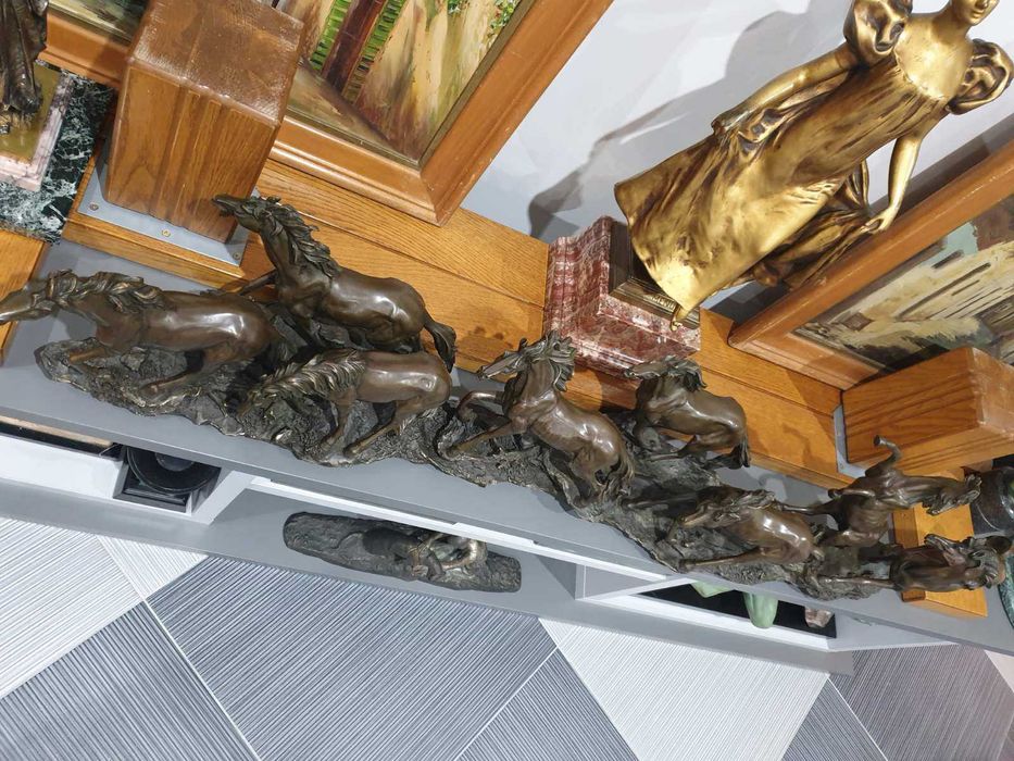 146см-33кг бронзова фигура-композиция/скулптура стадо коне/8 коня