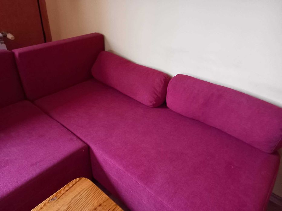 Разтегателен ъглов диван с ракла за съхранение